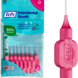 TePe Interdental Brushes | Type: Original | Pink | Size 0 (0.4mm) | 1 Pack of 8 Brushes